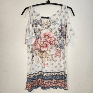 Urban X Floral Print Cold Shoulder Blouse,‎ Size S